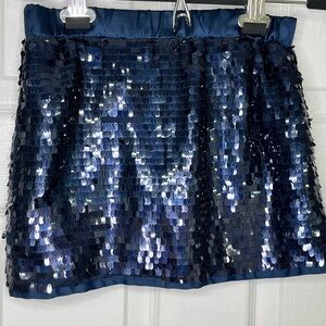 Girls Sequin Skirt Size 7/8 Joe Fresh Navy Blue Sparkle Party Skirt